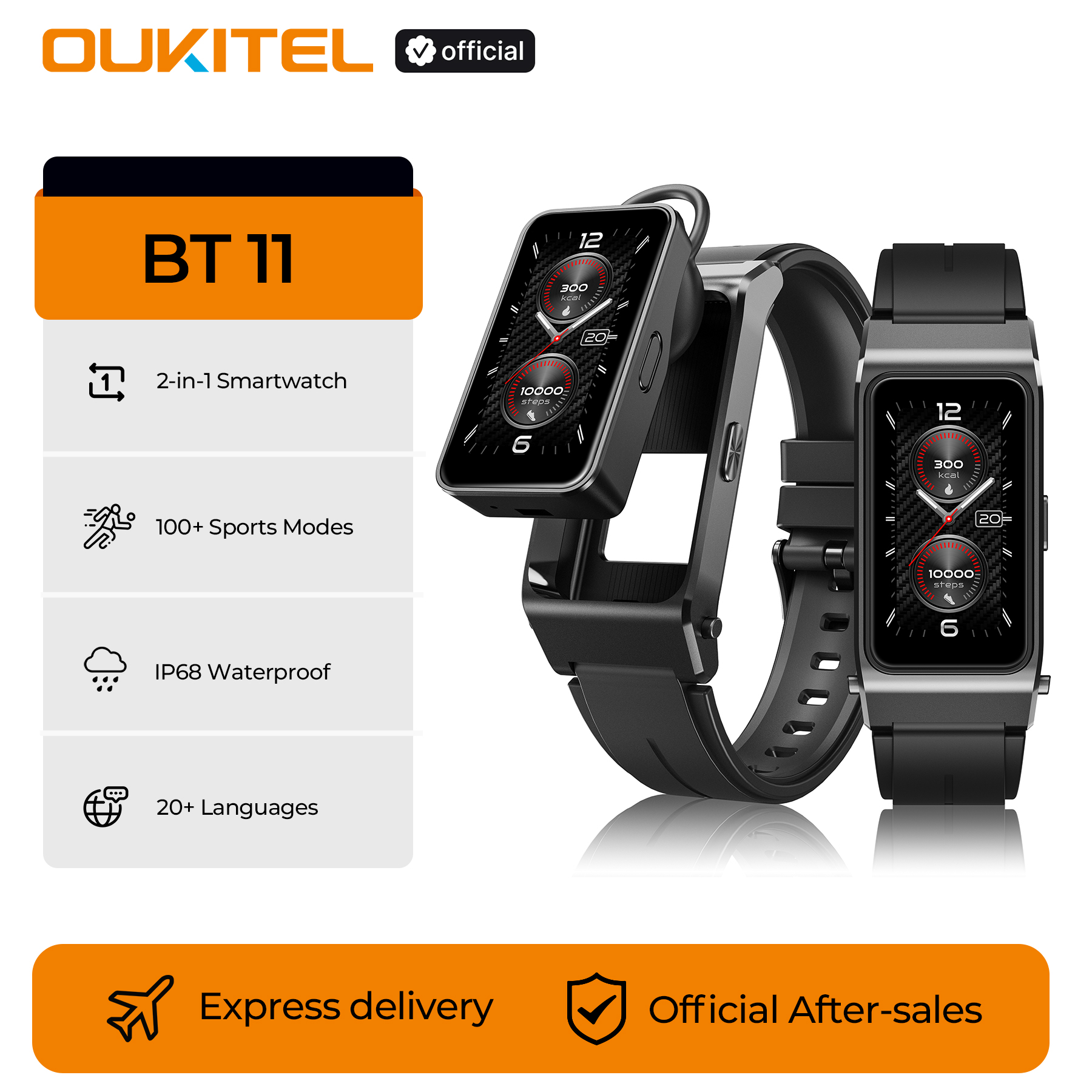 Watches Ladies Smartwatch - OUKITEL BT11 Smartwatch Bluetooth Headset 2-in-1,