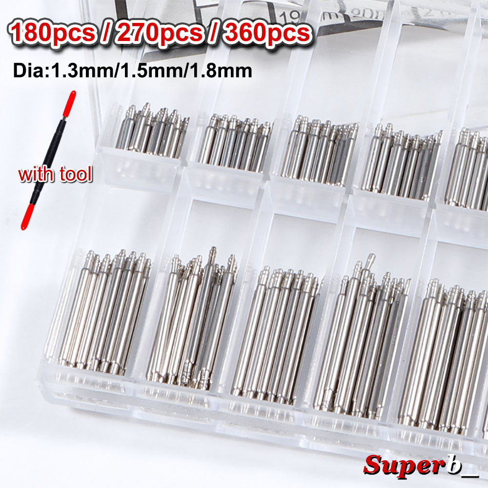 Watch Crown Pusher - 360pcs Dia 1.3mm/1.5mm/1.8mm Strainless Steel Spring