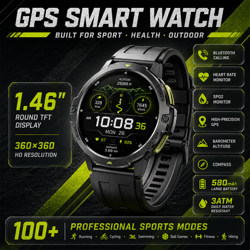 Smartwatch Timex Watches For Men - NEW Military GPS Smartwatch 3ATM Waterproof