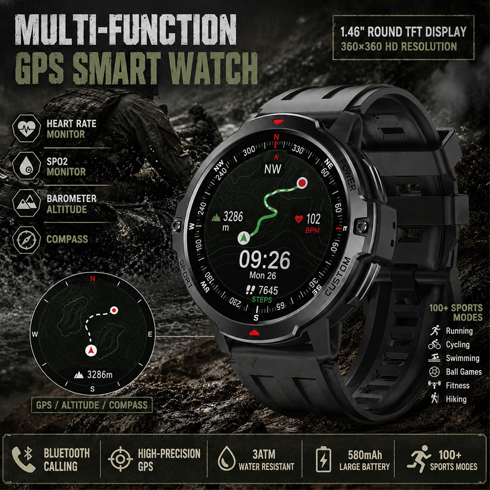 NEW 1.46 Inches Military GPS S – Smartwatch Timex Watches For Men Bewertung und Preis